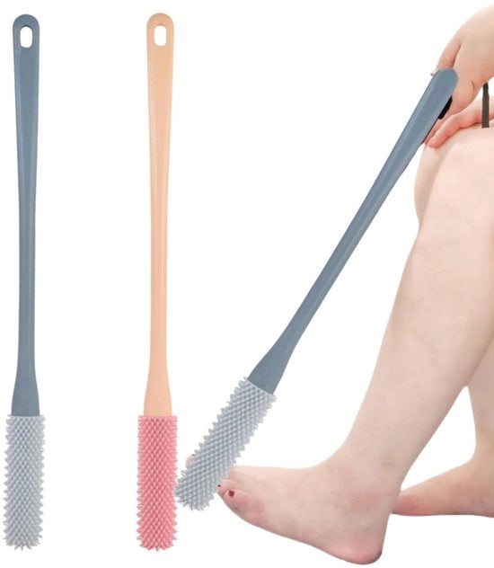 Set di spazzole per piedi, 2 pezzi spazzola per piedi in silicone, risciacquo piedi per doccia, spazzola per doccia piedi per anziani, spazzola per piedi con asciugamano, risciacquo piedi con lunga maniglia, spazzola per pellicolatura piedi