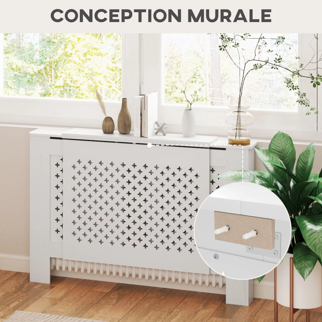 Mobile copririscaldatore regolabile ¨C zephmum ¨C bianco 136-200x21.5x91.7 cm