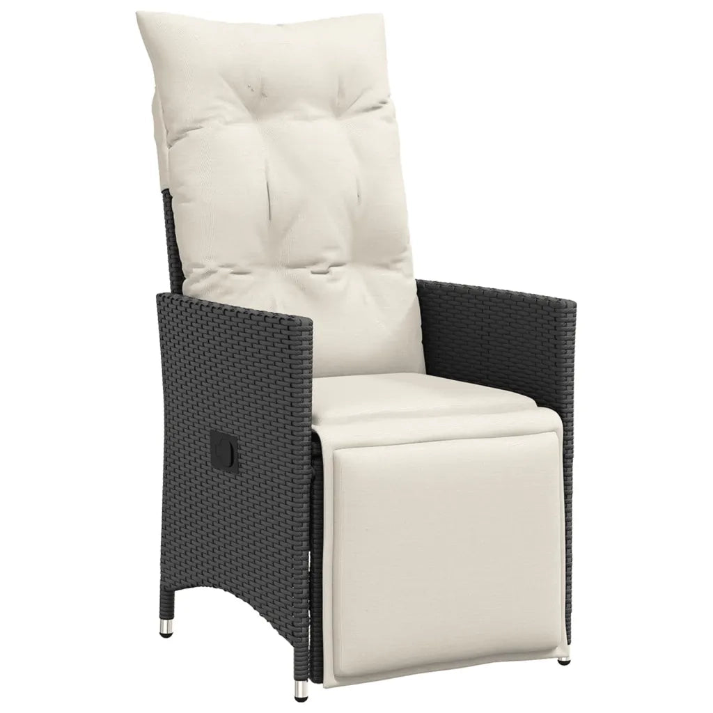 Set da Pranzo da Giardino 7 pz Nero con Cuscini in Polyrattan 3276696