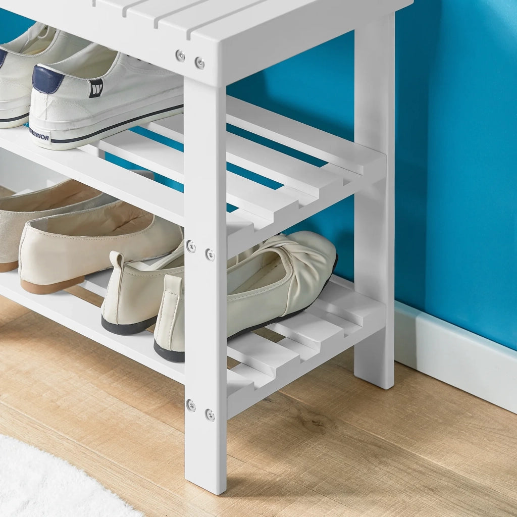Scarpiera, Portascarpe, panca da bagno, bianco, FSR02-K-W