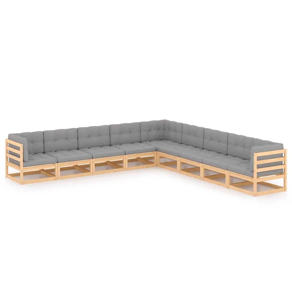 Set Divani da Giardino 9 pz con Cuscini Legno Massello di Pino cod mxl 44703
