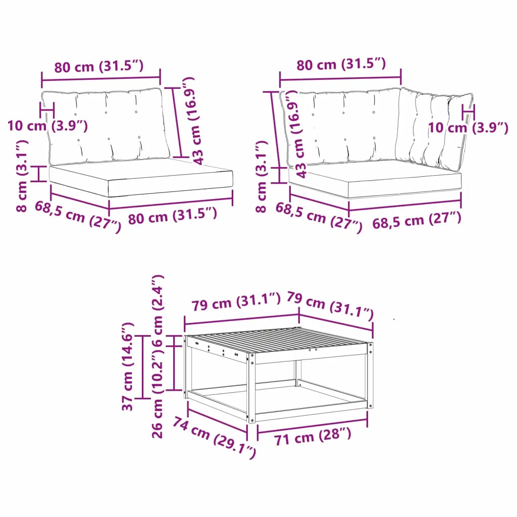 Set di divani da esterno 8 pcs Bianco e Grigio Chiaro