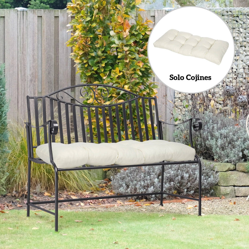 Cuscino per Divano 2 Posti Interno Esterno 110x48x8 cm Crema ¨C zephmum