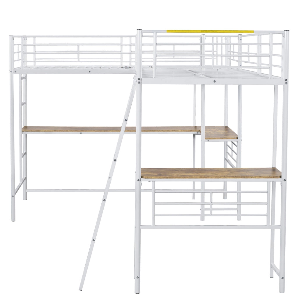 Letto a soppalco 90x200 cm con scrivania; bianco