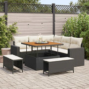 Set Divano da Giardino 8 pcs Nero polyrattan
