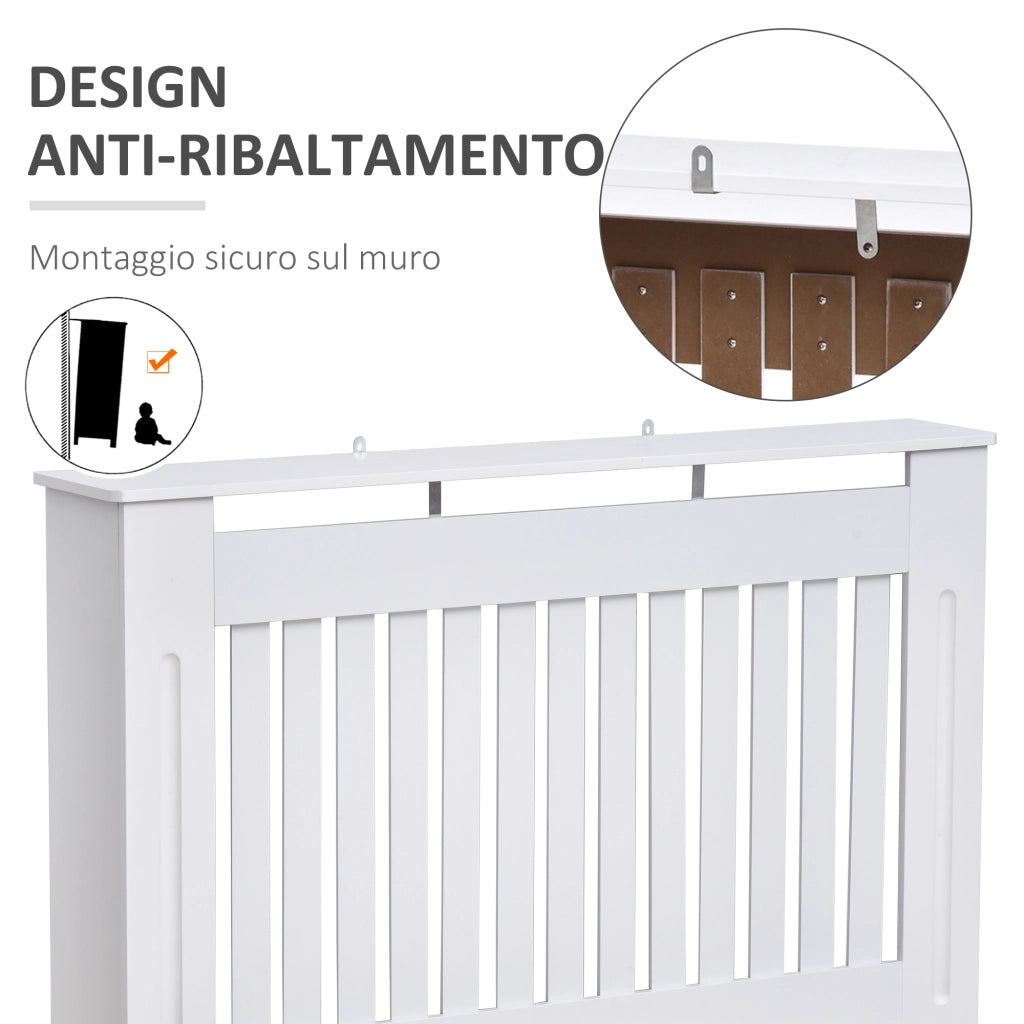 Copritermosifone a Doghe in MDF ¨C Zephmum ¨C Bianco 112x19x81 cm
