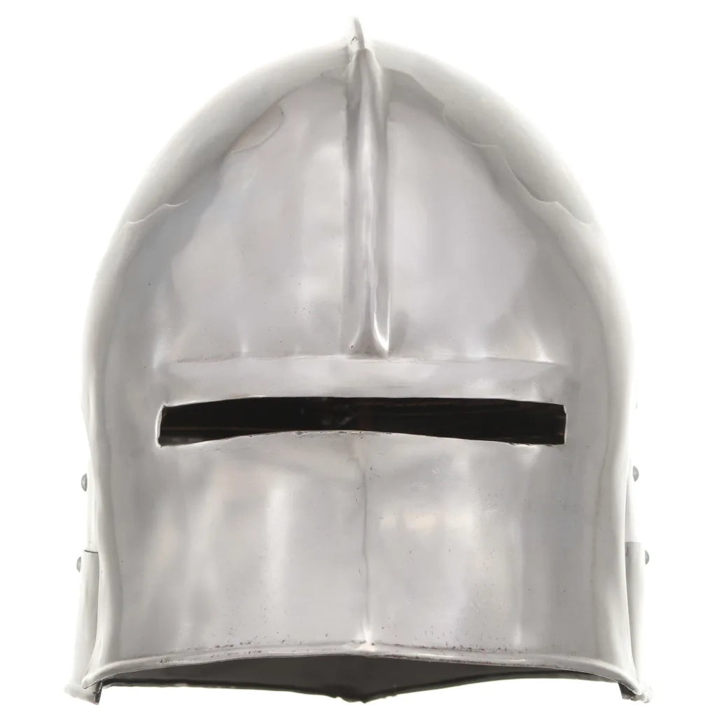 Elmo da Cavaliere Medievale Antico LARP in Acciaio Argento 286214
