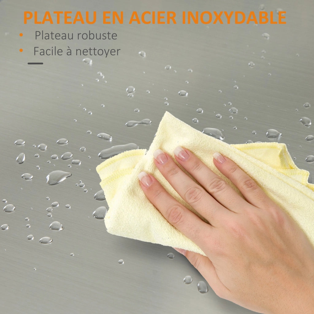 Carrello da cucina con cassetto e ripiani ¨C zephmum ¨C bianco acciaio inox