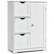 Mobile contenitore set da 1 con 3 cassetti e ripiano regolabile per soggiorno camera da letto bagno 60 x 30 x 81 cm design contemporaneo in MDF bianco 20_0020537