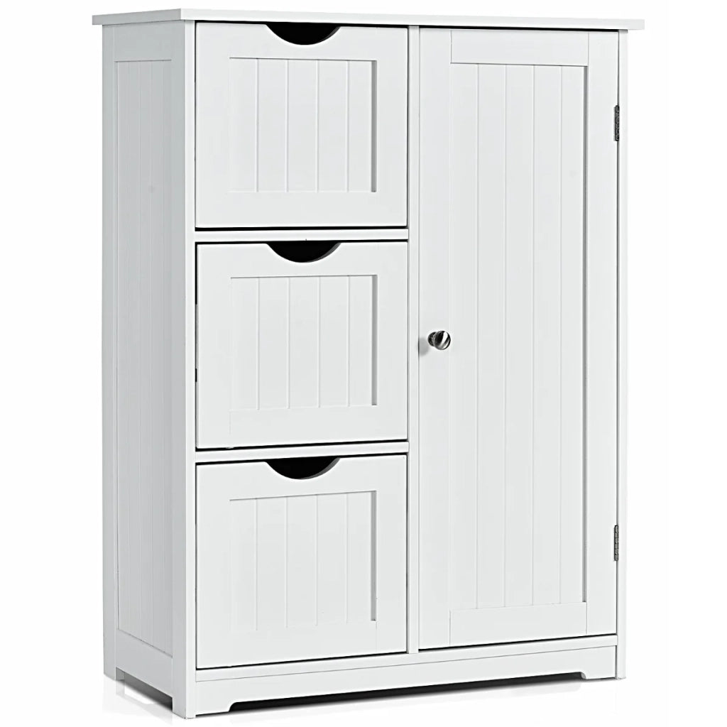 Mobile contenitore set da 1 con 3 cassetti e ripiano regolabile per soggiorno camera da letto bagno 60 x 30 x 81 cm design contemporaneo in MDF bianco 20_0020537