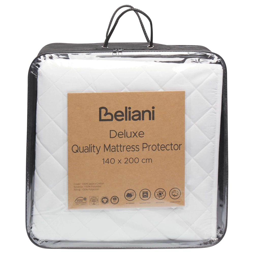 Proteggi materasso copri materasso trapuntato matrimoniale 140 x 200 cm cotone japara bianco