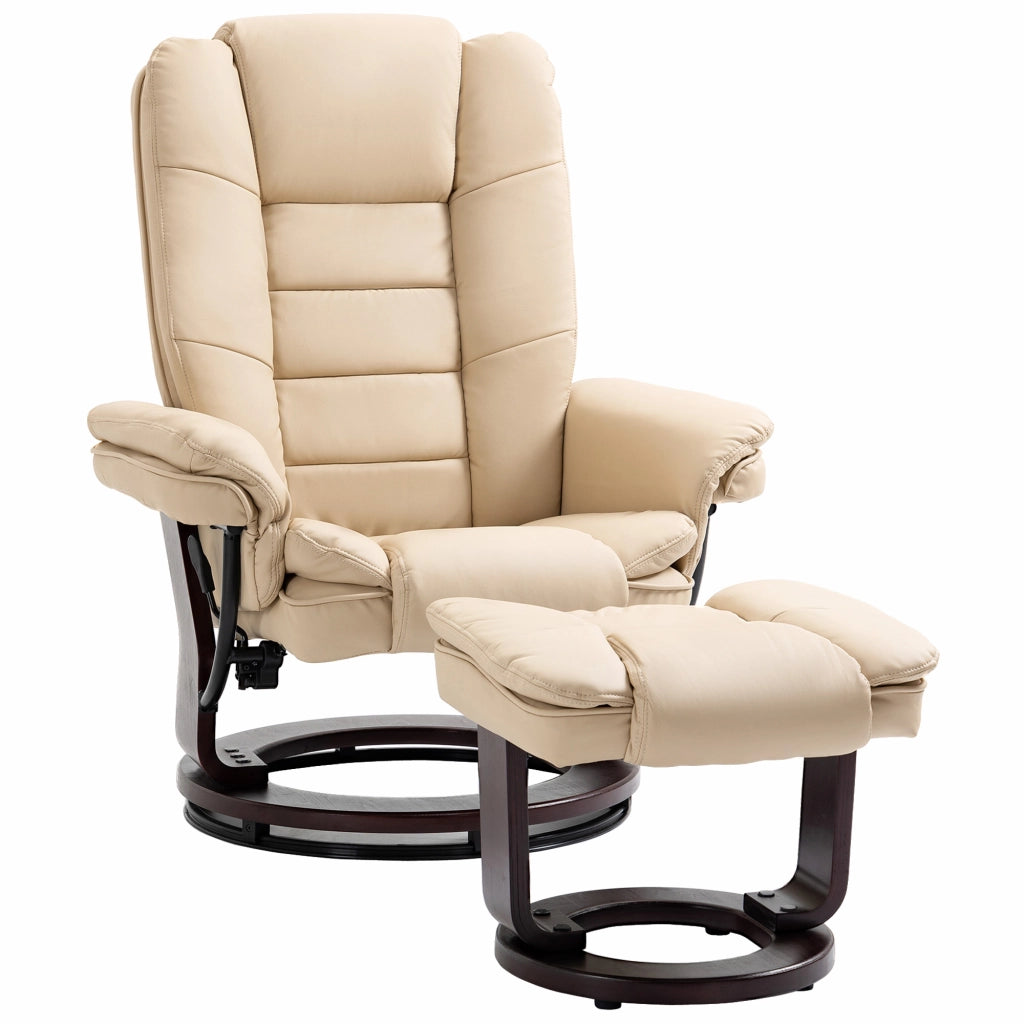Set Poltrona Relax e Pouf Poggiapiedi, Girevole a 360¡ã e Reclinabile, Similpelle PU