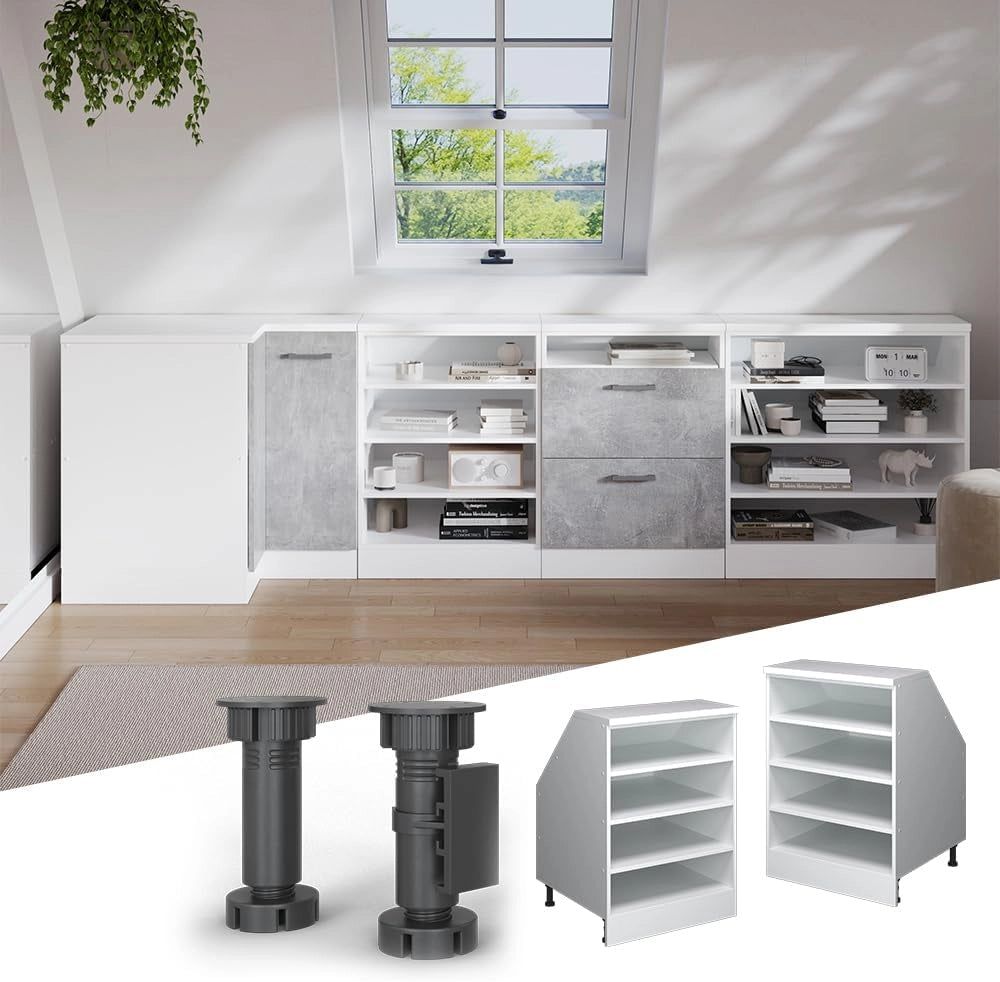 Armadio per tetto spiovente Rion, Bianco, 60 x 81.8 cm con 4 scomparti, carcassa 60 cm profondità, adatto per il salvaspazio sotto tetti spioventi