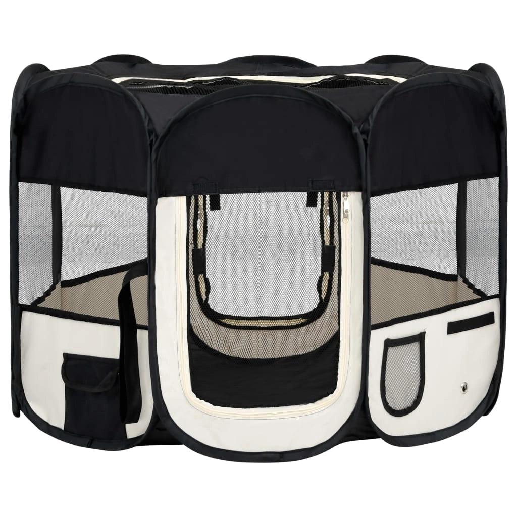 Box pieghevole per cani con borsa per il trasporto 90 x 90 x 58 cm nero 02_0001734