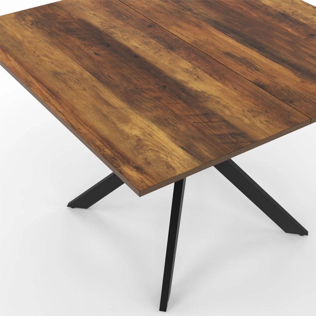 Tavolo da pranzo quadrato ALIX per 8 persone con gambe HAWKINS in legno scuro e ragno nero 110 cm
