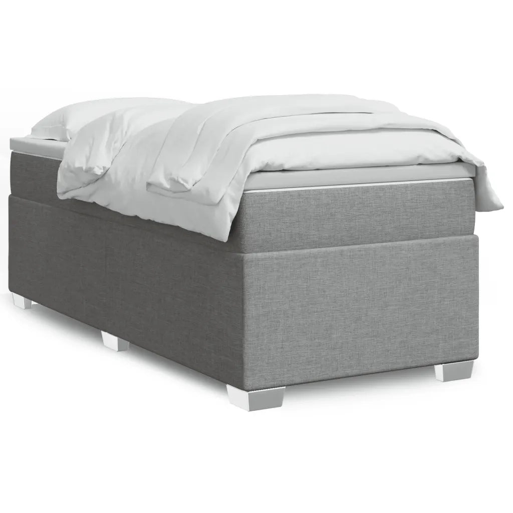 Letto singolo | Letto per adulti | Giroletto a Molle con Materasso Grigio Chiaro 90x190 cm Tessuto