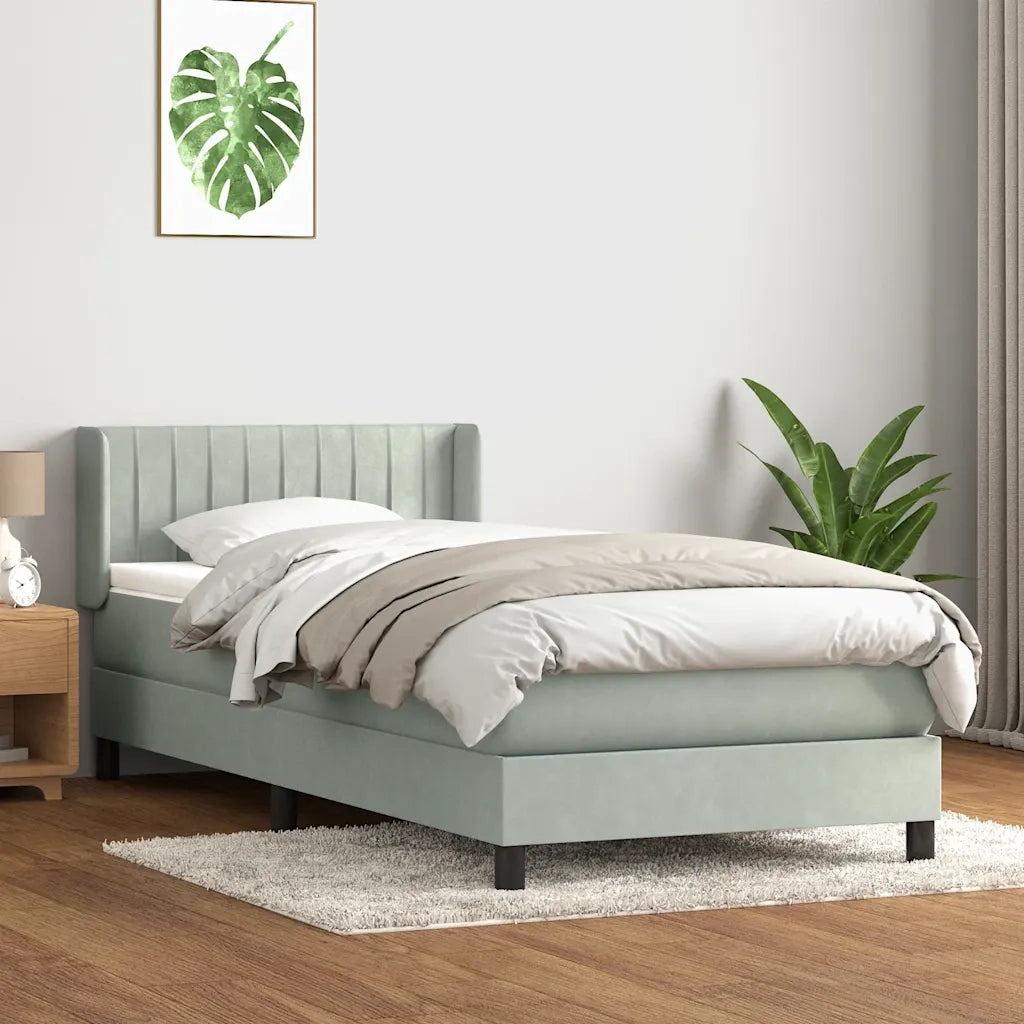 Giroletto a Molle con Materasso-Struttura Letto Grigio Chiaro 80x210 cm Velluto 788806