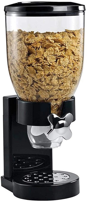Dispensatore di cereali in plastica - Adatto per granaglie/avena - 1x dispensatore singolo - 19x14,5x40 cm - Conservazione degli alimenti freschi - Dispensatore di granaglie