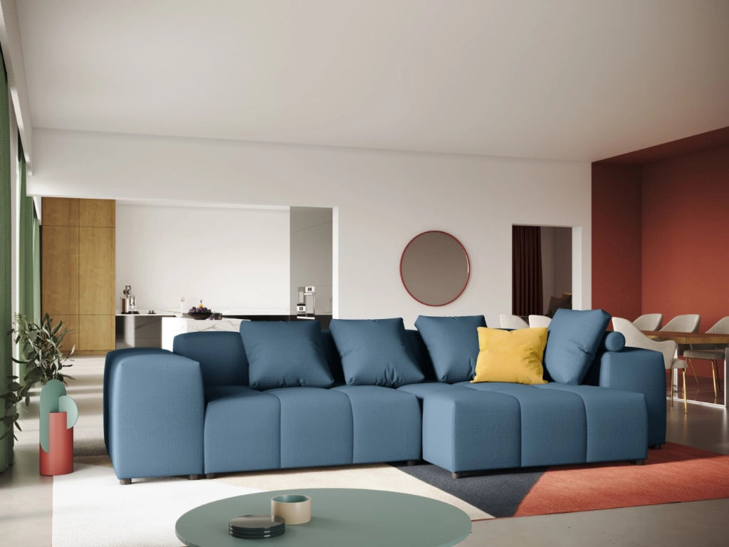 Cosmopolitan Design - Divano angolare modulare reversibile "Rome" 4 posti in tessuto strutturato blu scuro 