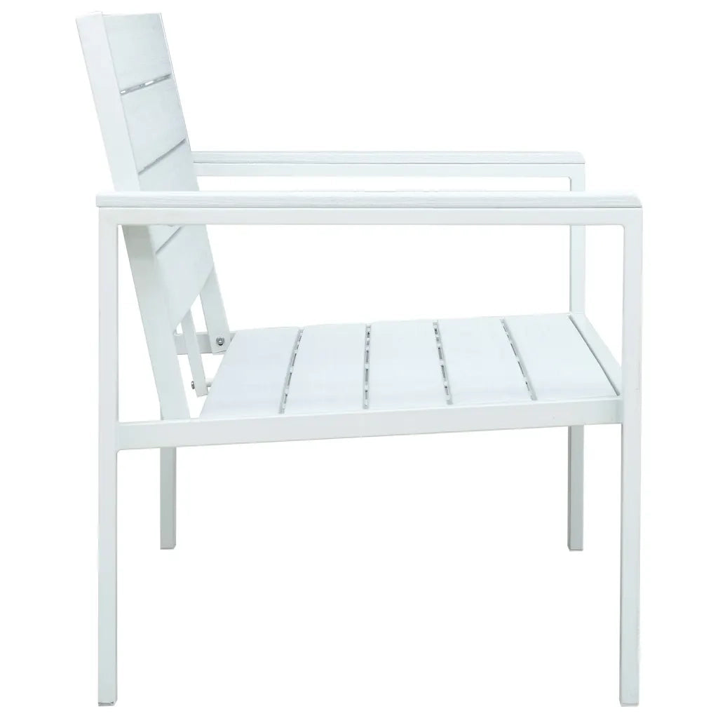 Panchina da Giardino 120 cm in HDPE Bianca con Aspetto Legno 47870