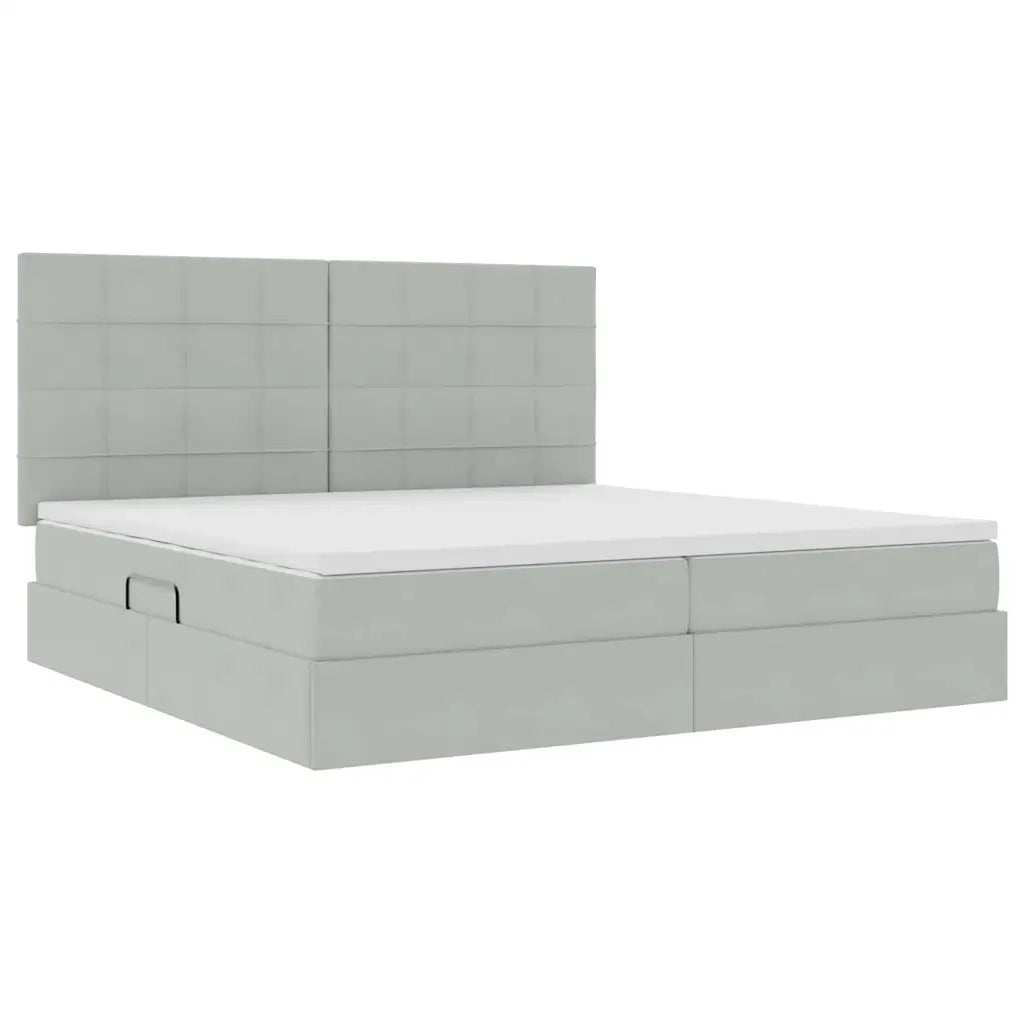Letto con contenitore e materasso Grigio chiaro 200 x 200 cm 3372051