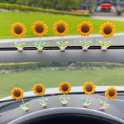 Decorazioni per Auto con Fiori di Zinnia, Testine in Movimento, Ideali per Ragazze, Decorazioni per Scrivania e Regali