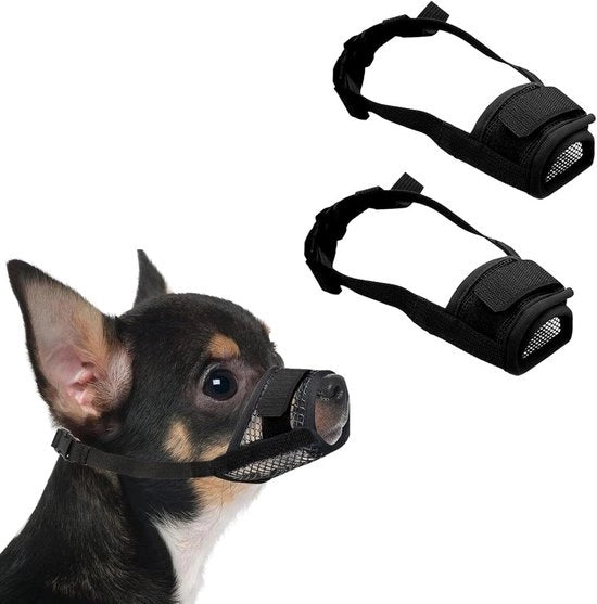 Set di 2 muilkorfi per cani in mesh ademabile - Muilkorf per addestramento con misura regolabile - Previene abbaiare, mangiare, morde e grattare - Ideale per cani con naso lungo (M)