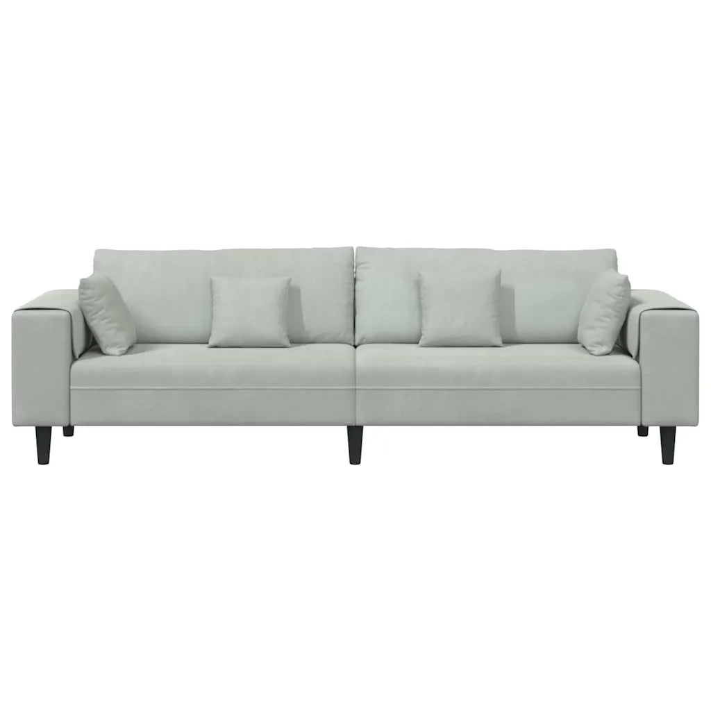 vidaXL Divano in Velluto con cuscino Grigio chiaro 208 cm Velluto