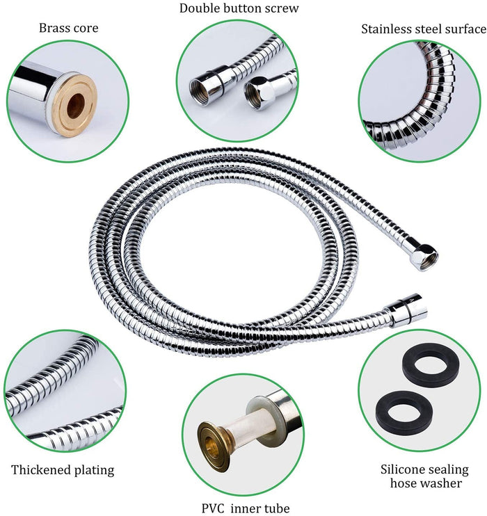 Tubo Flessibile 150 cm in metallo per doccia con attacco 1/2"