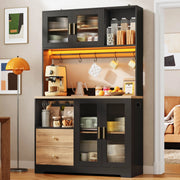 Colonna cucina con LED RGB, prese USB e 4 ante in vetro