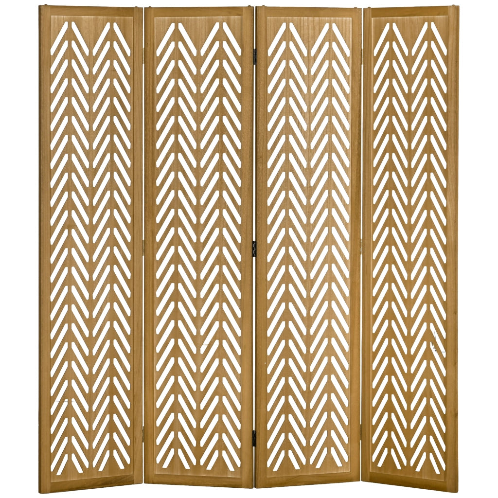 Paravento separatore legno naturale 4 pannelli ¨C Xylo ¨C 160x170 cm