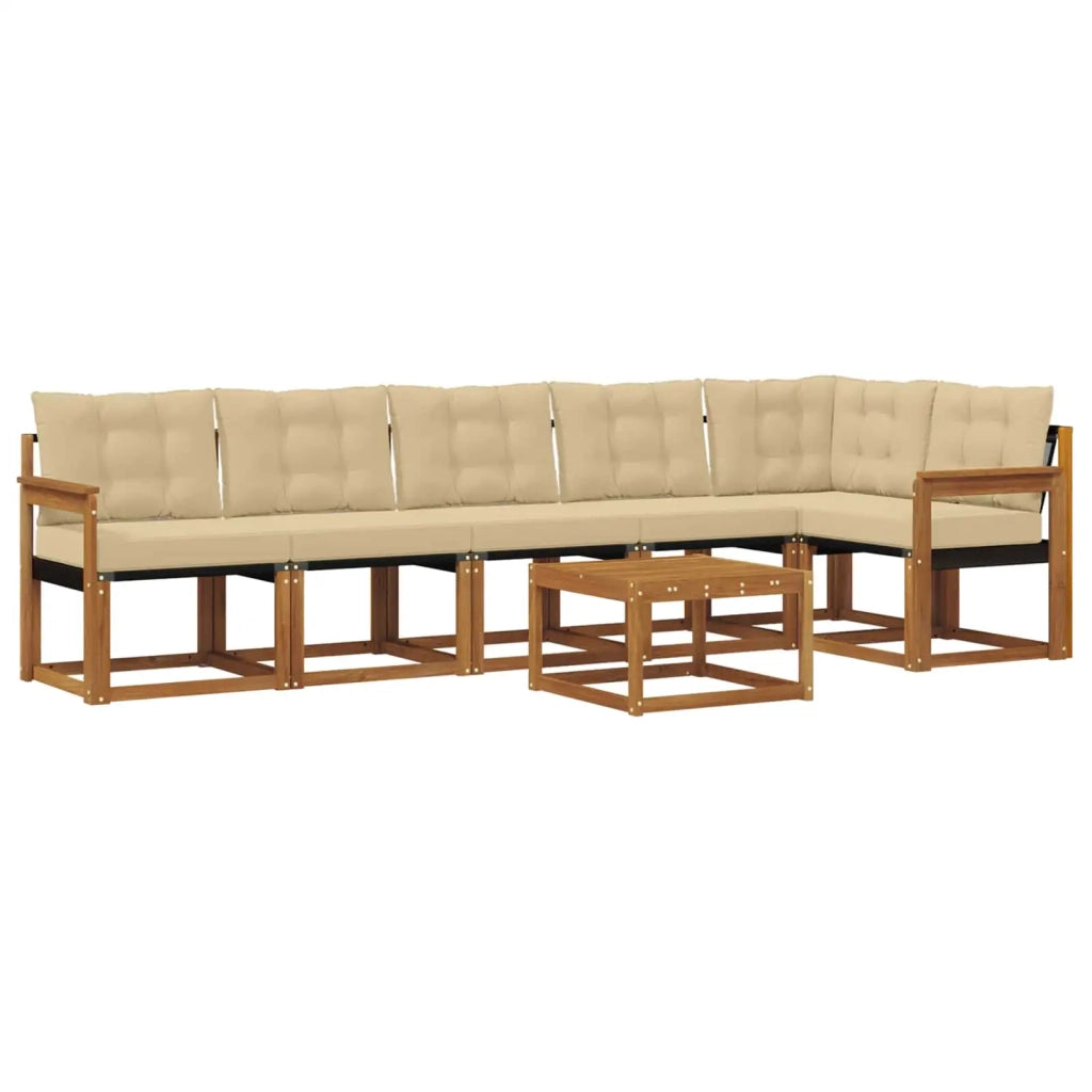 Set di divani da esterno con cuscino 7 pcs Naturale e Beige 3368732