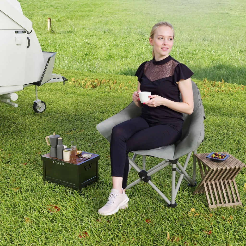 Sedia da Camping Pieghevole Leggera con Seduta Imbottita e Borsa ¨C zephmum ¨C Grigio Scuro