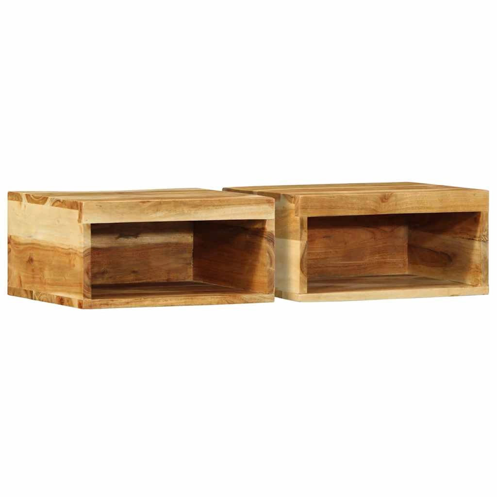 Set di 2 mobili porta TV da parete in legno massello di acacia contenitore pratico ed elegante 40 x 30 x 19 cm legno di acacia marrone 02_0057700