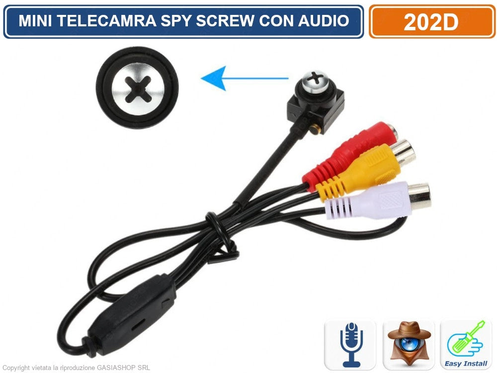 MINI TELECAMERA SPY SCRAW CCD SONY 1/3 650TVL 3.7MM MICROFONO INCORPORATO