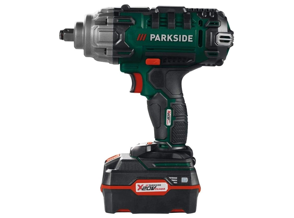 Avvitatore a Impulsi Parkside PASSK 20-Li C4 da 100 a 400 Nm da 20 V con Batteria e Caricabatteria con Bussole Montaggio Gomme - Prodotto Esposto