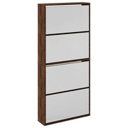 Scarpiera | Mobile per scarpe con Specchio a 4 Livelli Rovere Marrone 63x17x134 cm