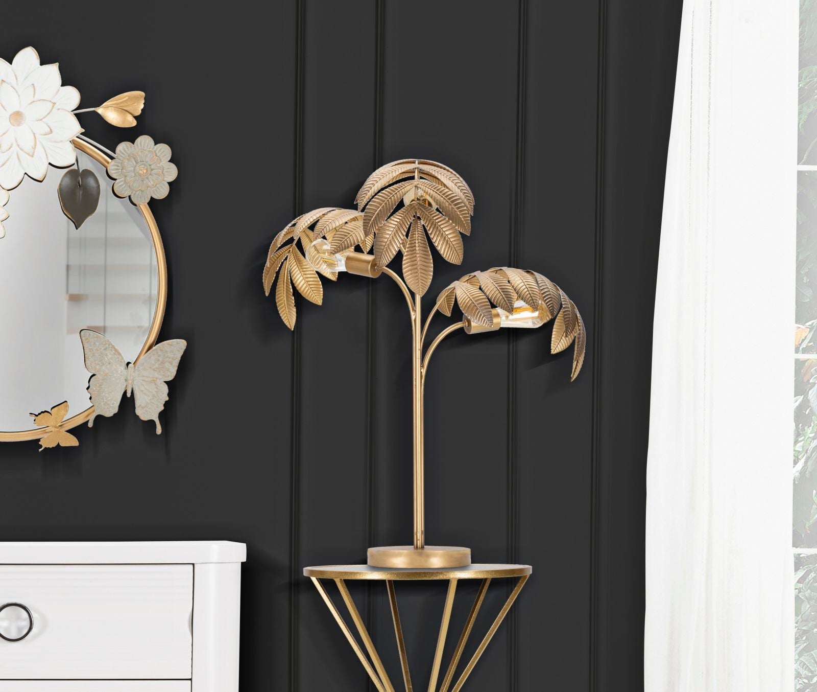 Lampada da Tavolo Leaf 57x81x57 cm in Ferro Oro