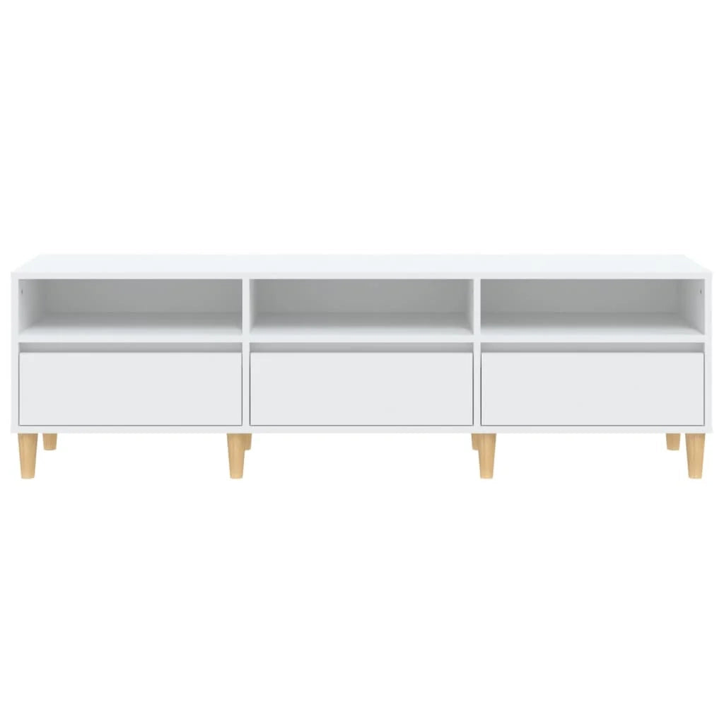 Mobile TV multimediale mensola TV credenza TV per sala da pranzo soggiorno camera da letto 150 x 30 x 44,5 cm legno ingegnerizzato bianco 02_0025965