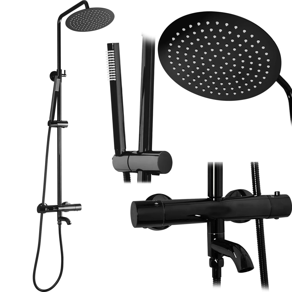 Set Doccia Da Incasso Con Termostatato Lungo Black Metallic