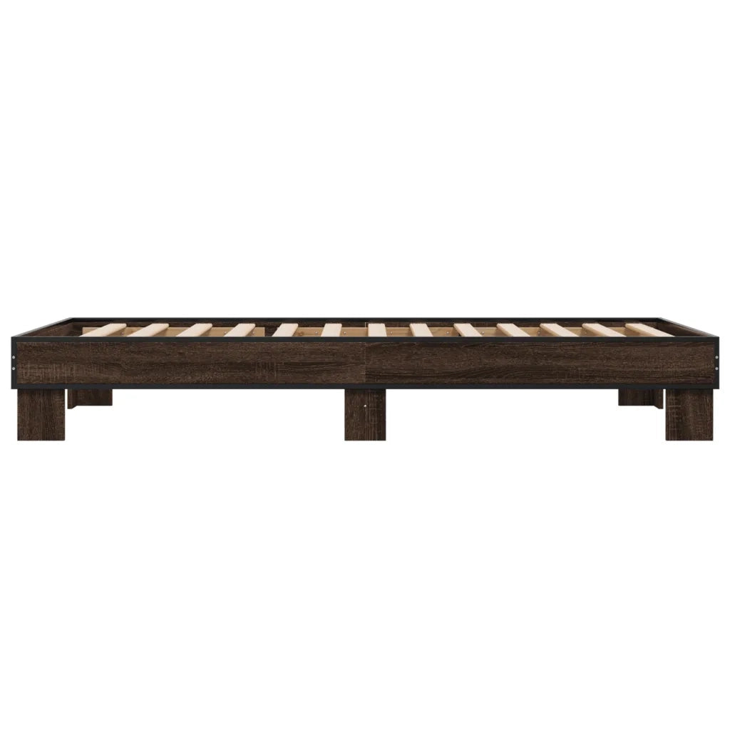 Letto singolo | Letto per adulti | Giroletto Rovere Marrone 75x190 cm Legno Multistrato e Metallo
