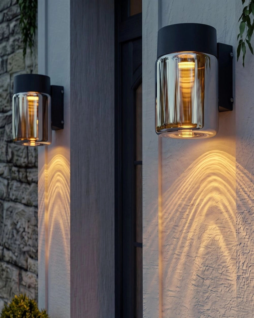Set di 2 Lampade LED da Parete per Esterni in Alluminio Nero 16 cm Design Moderno