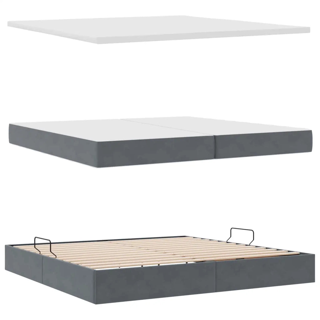 Letto con contenitore e LED Grigio scuro 200 x 200 cm Velluto 3372808