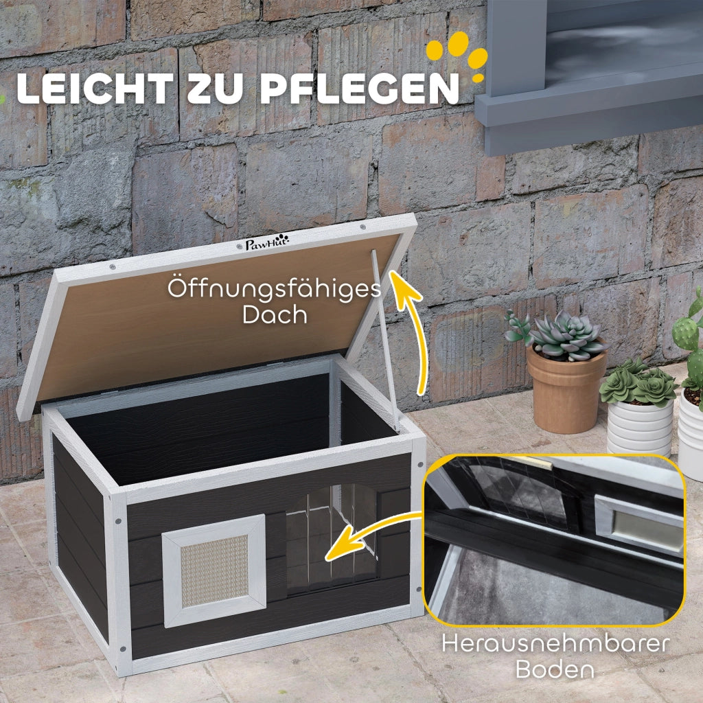 Casetta per Gatti ¨C zephmum ¨C Legno, Grigio, 61x45x36.5 cm