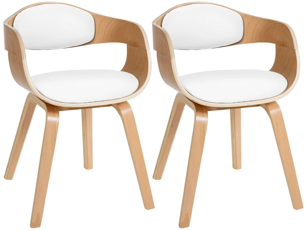 Set di 2 sedie Kingston in finta pelle Natura/bianco
