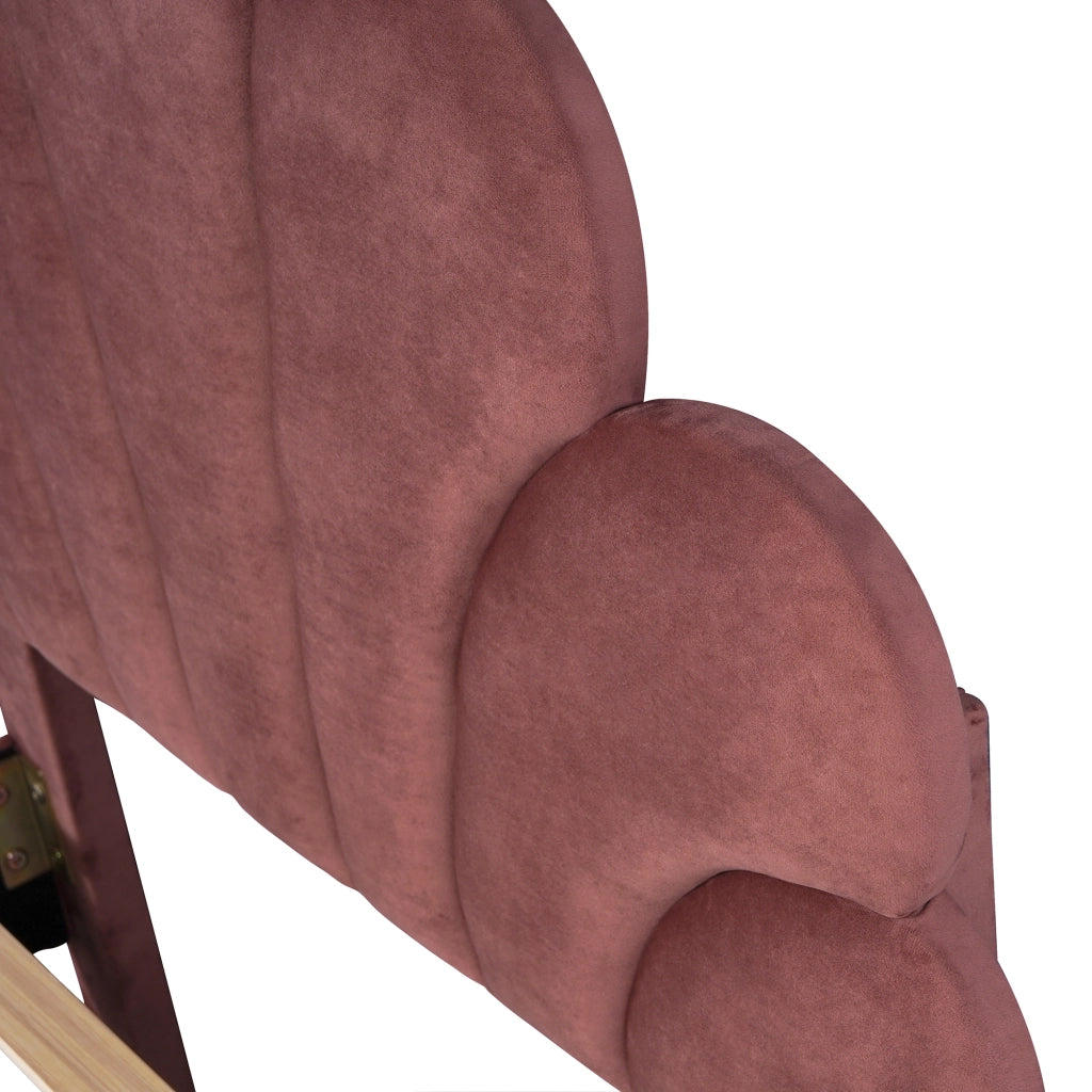 Letto Singolo 90 x 200 cm; 1 Posto con Testiera a Fiore; senza Materasso; Imbottito; Rosso