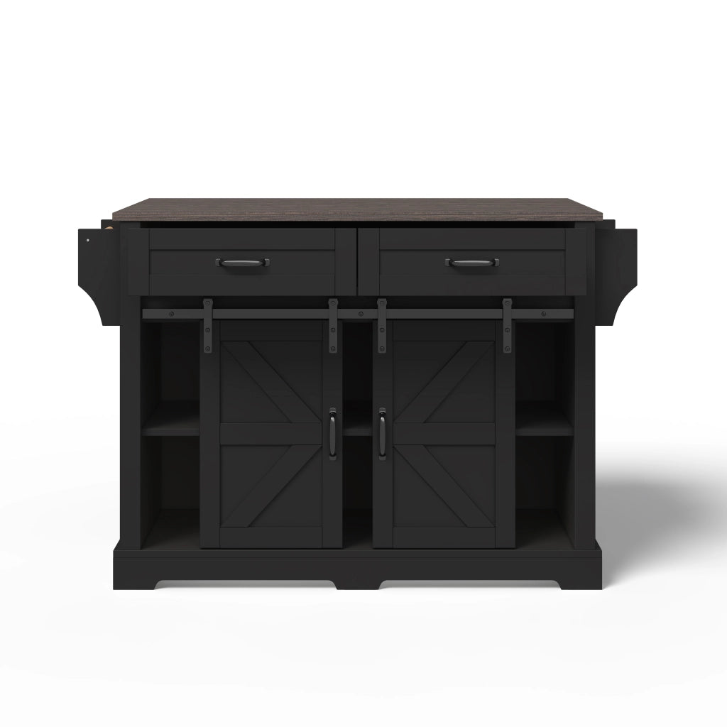 Isola Cucina Pieghevole con Cassetti ¨C MINIMAL ¨C Nero 120x45x91