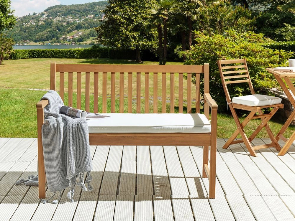 Cuscino Seduta da Panca da Giardino per Esterno in Poliestere bianco 112 x 54 cm resistente all acqua
