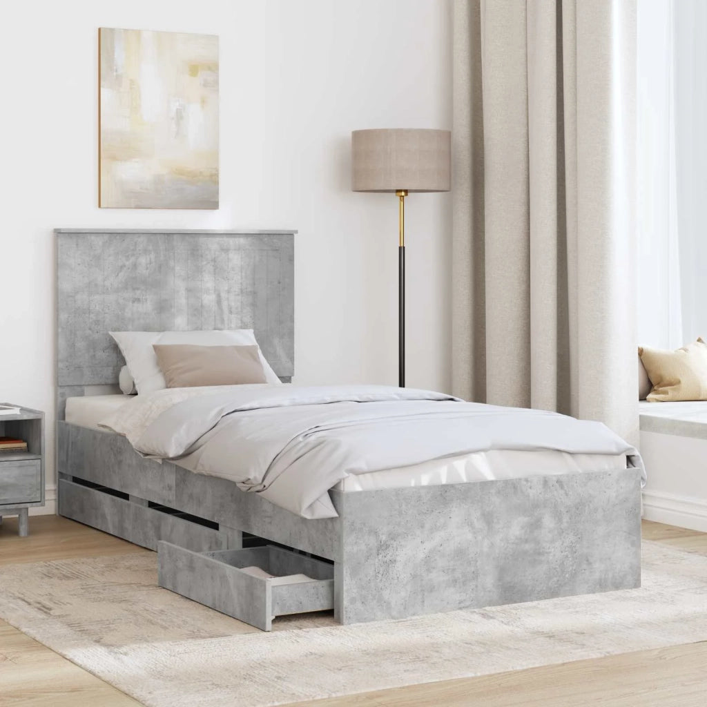 Struttura del letto con cassetto Grigio cemento 90 x 200 cm 3411155