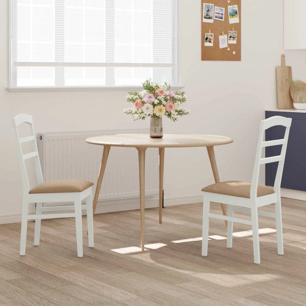Sedia da pranzo 2 pcs Bianco e marrone Legno di gomma solido 42020499